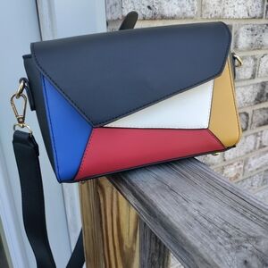 Mellow World Tonal Structured Colorblock Flap Crossbody Bag